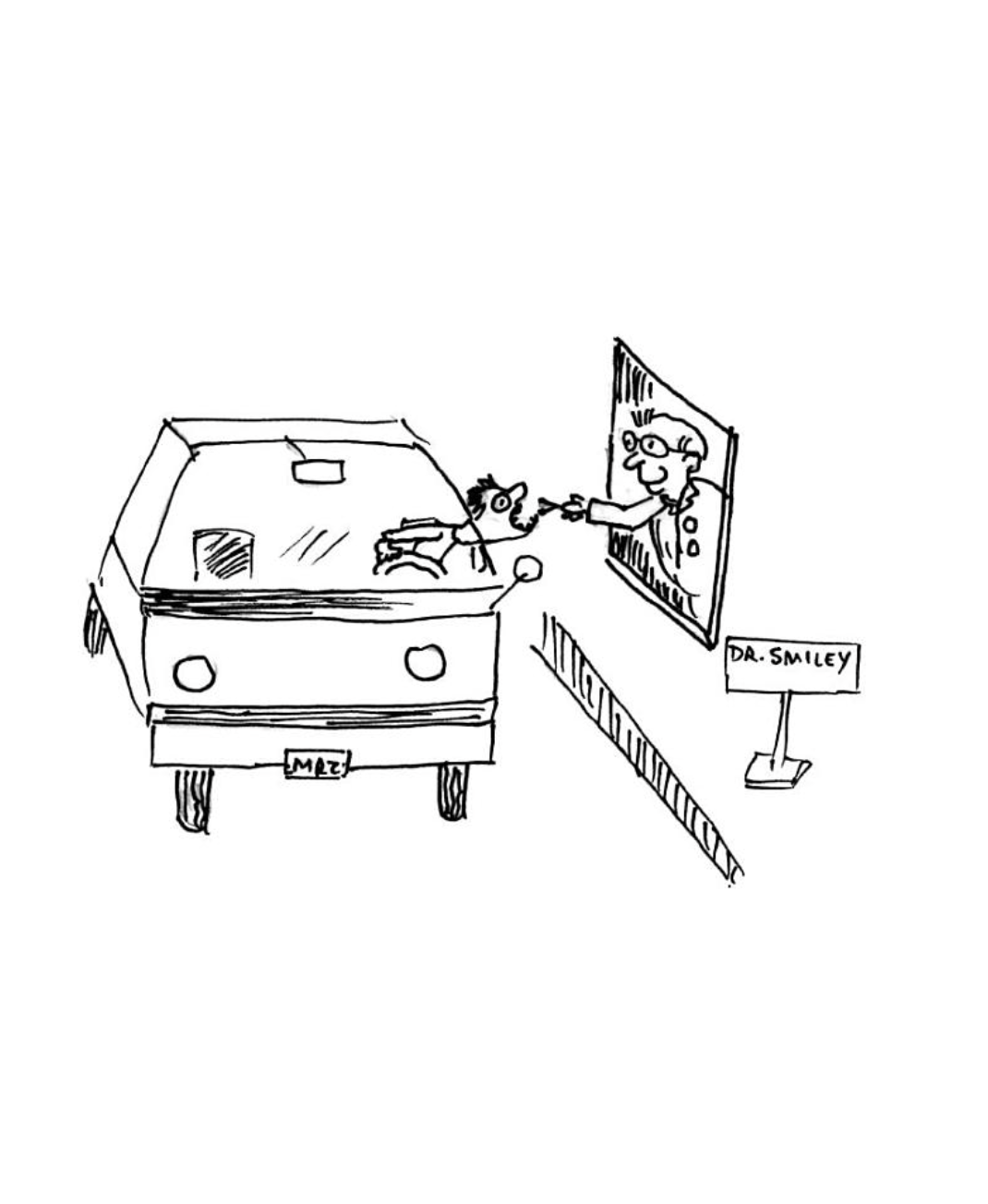 Dentist drive-thru illustration by Dr. Nangia