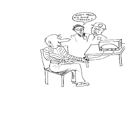 Hand-drawn illustration for &ldquo;Lie detector&rdquo; by Dr. Mukesh Nangia