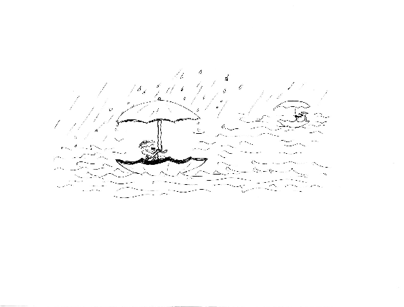Hand-drawn illustration for &ldquo;Umbrellas&rdquo; by Dr. Mukesh Nangia
